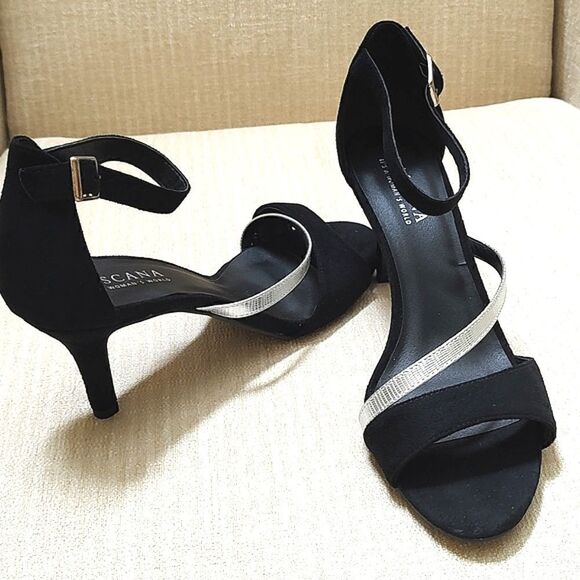 Lascana Black and Silver Strappy Heel Sandals Special Occasion Shoes - Picture 9 of 9
